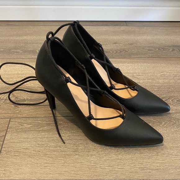 Lechateau black lace up heels - Picture 6 of 8